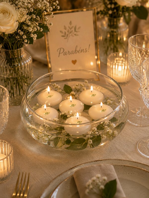 Velas Flutuantes em decoração de evento